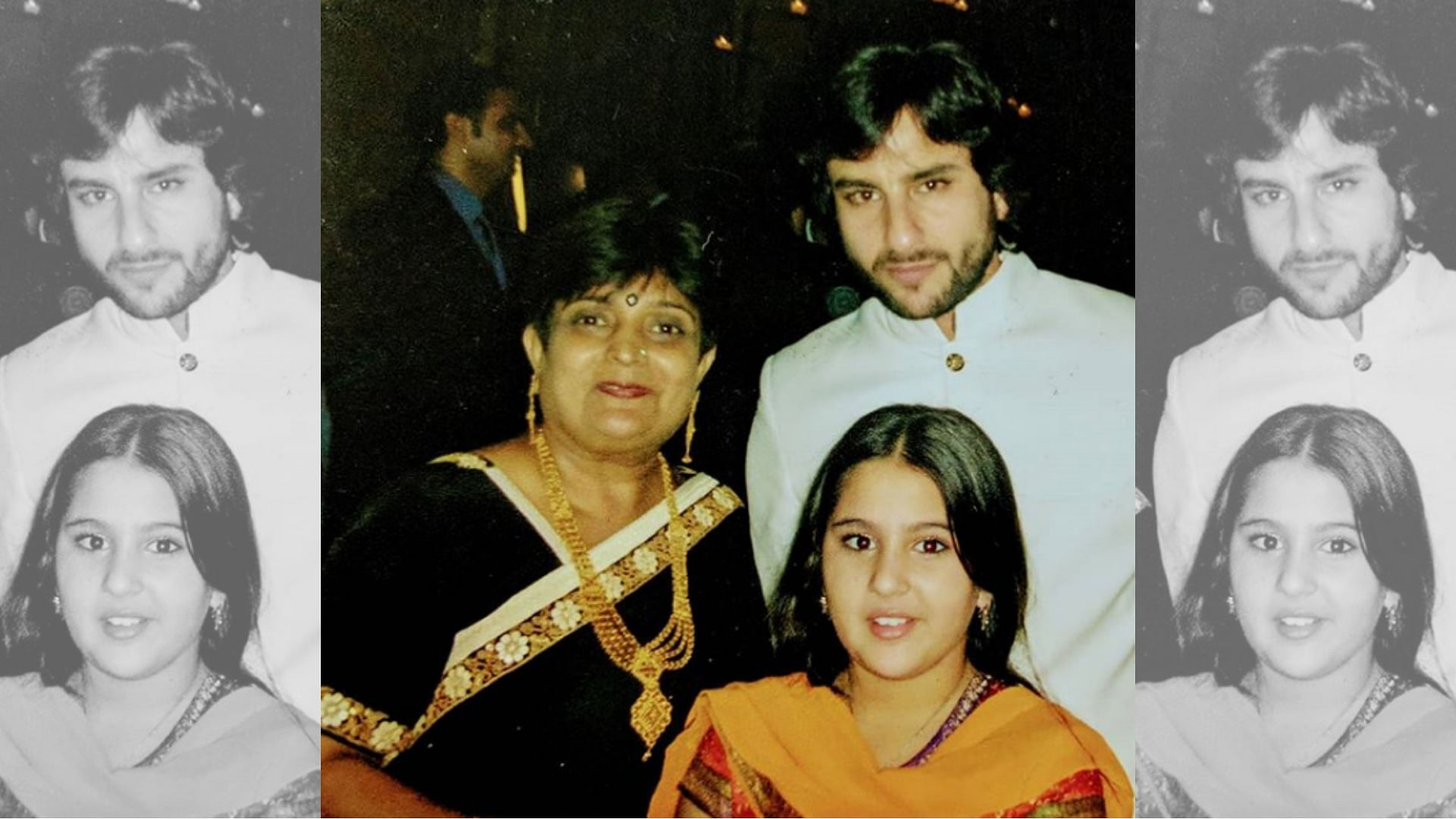 Saif and Sara Ali Khan with Veena Nagda.