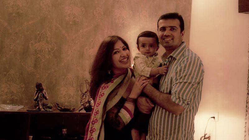 Sahil Gandhi with his wife, Himani and son, Riaan.