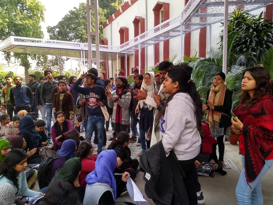Protests continue inside the Jamia campus after HOD being sent on leave.