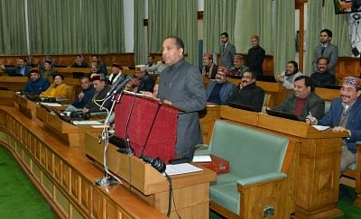 Shimla: Himachal Pradesh Chief Minister Jai Ram Thakur presents the state budget 2019-20 at the state assembly, in Shimla, on Feb 9, 2019. (Photo: IANS)