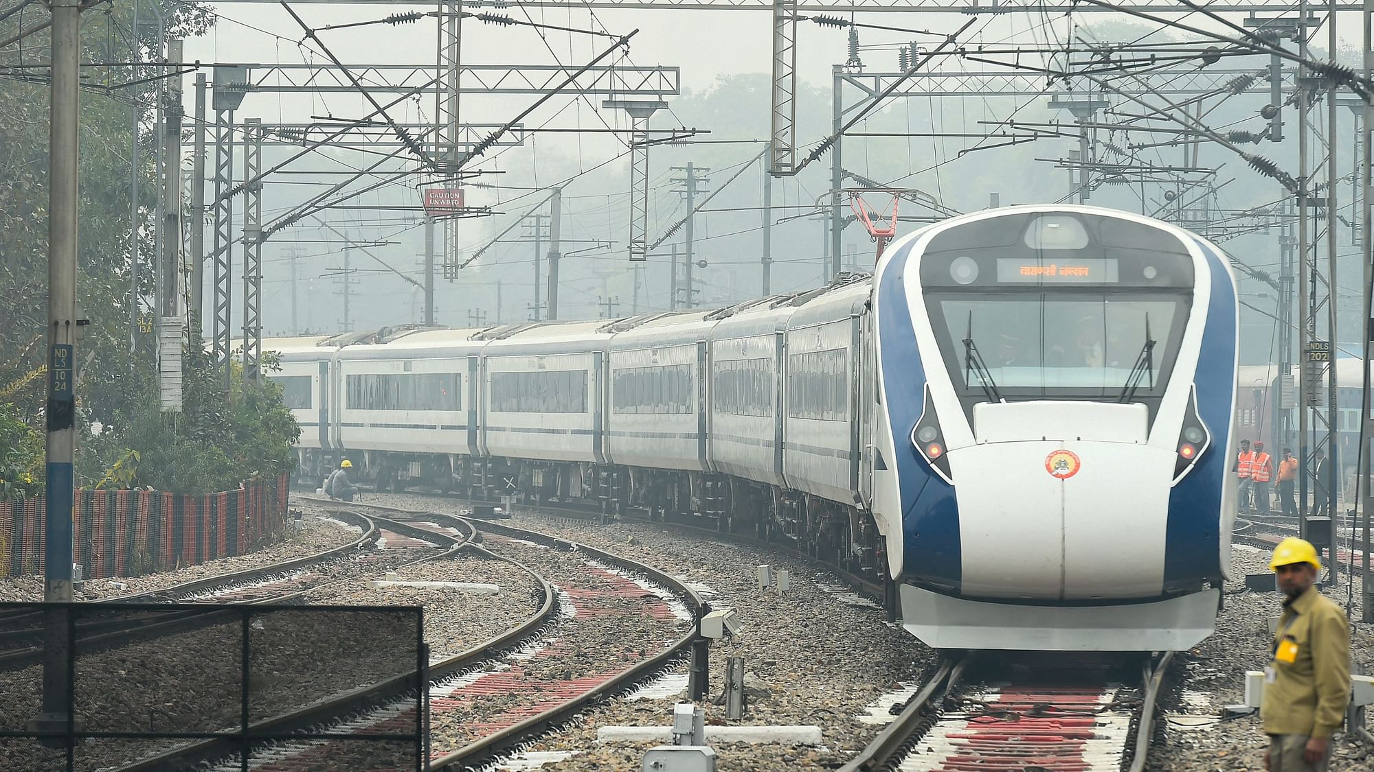 Vande Bharat Express, India’s first semi-high speed train, leaves from New Delhi Railway Station after it was flagged off by Prime Minister Narendra Modi on 15 February 2019.