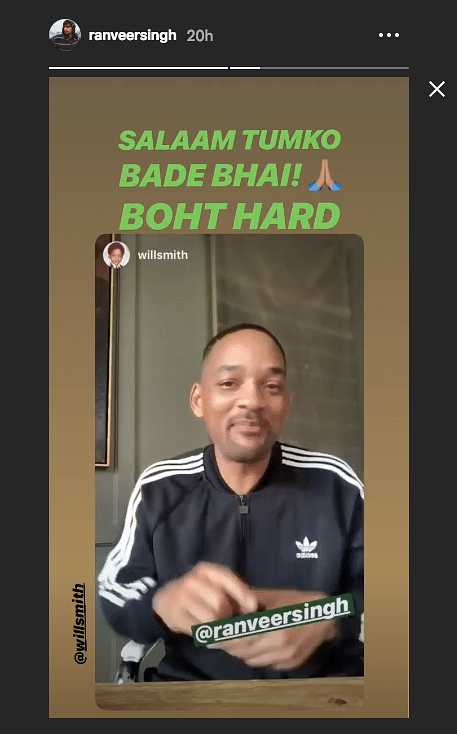 Will Smith gets a response from Ranveer Singh.