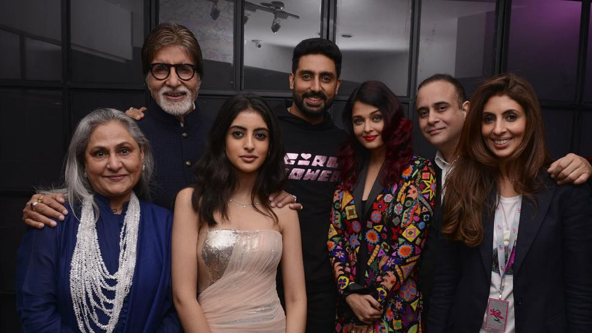 The Bachchan family pose together.