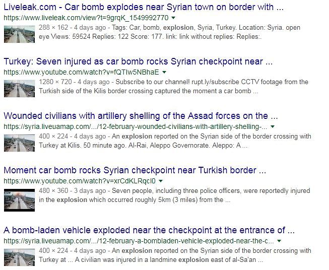 The videos are actually from car bomb explosions in the Middle East, in Syria and Iraq. 