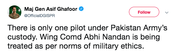 Earlier, the MEA had said it was ascertaining Pakistan’s claim that they had a pilot in their custody.