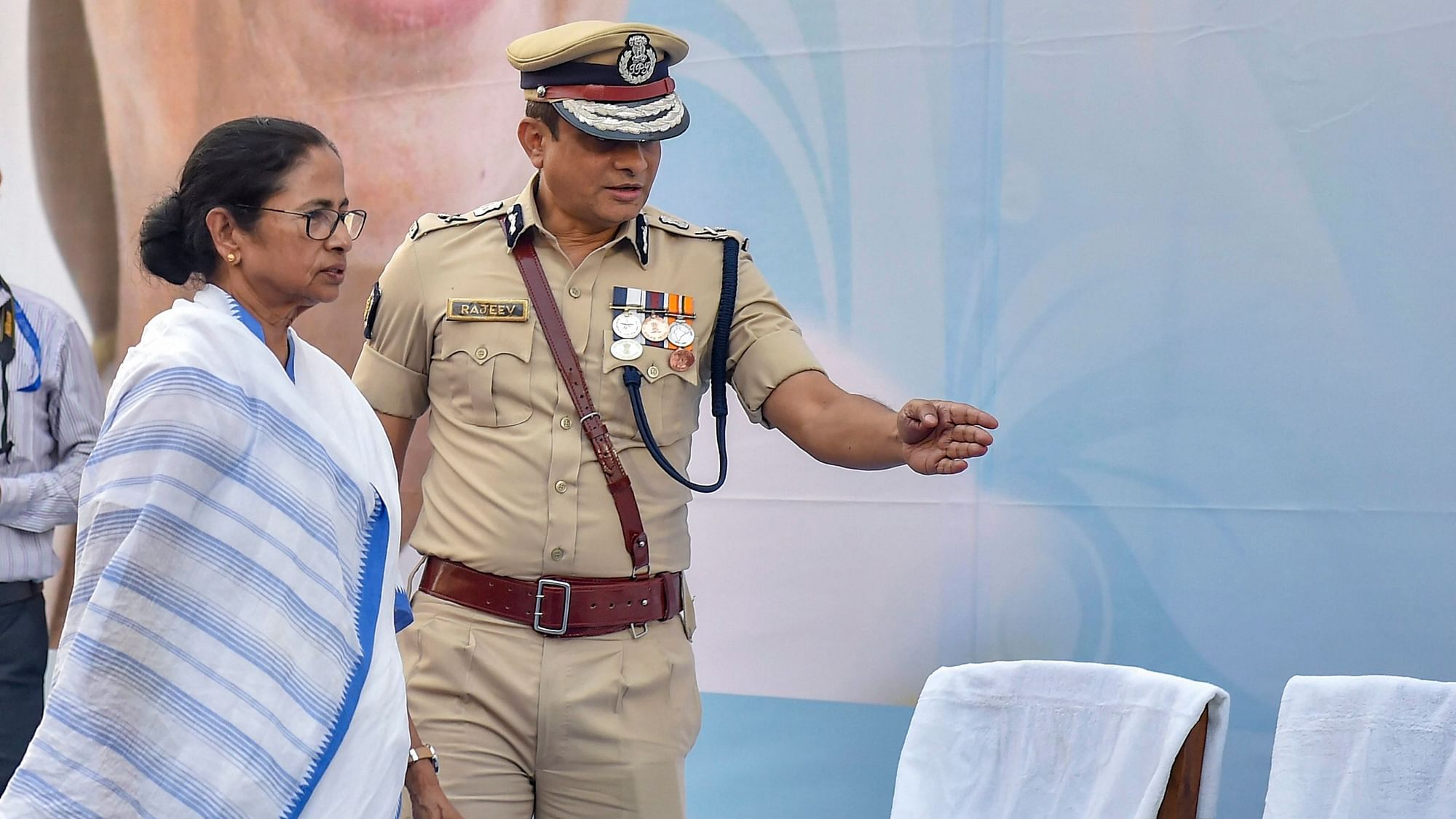 West Bengal Chief Minister Mamata Banerjee with Kolkata Police Commissioner Rajeev Kumar in Kolkata on 4 February.