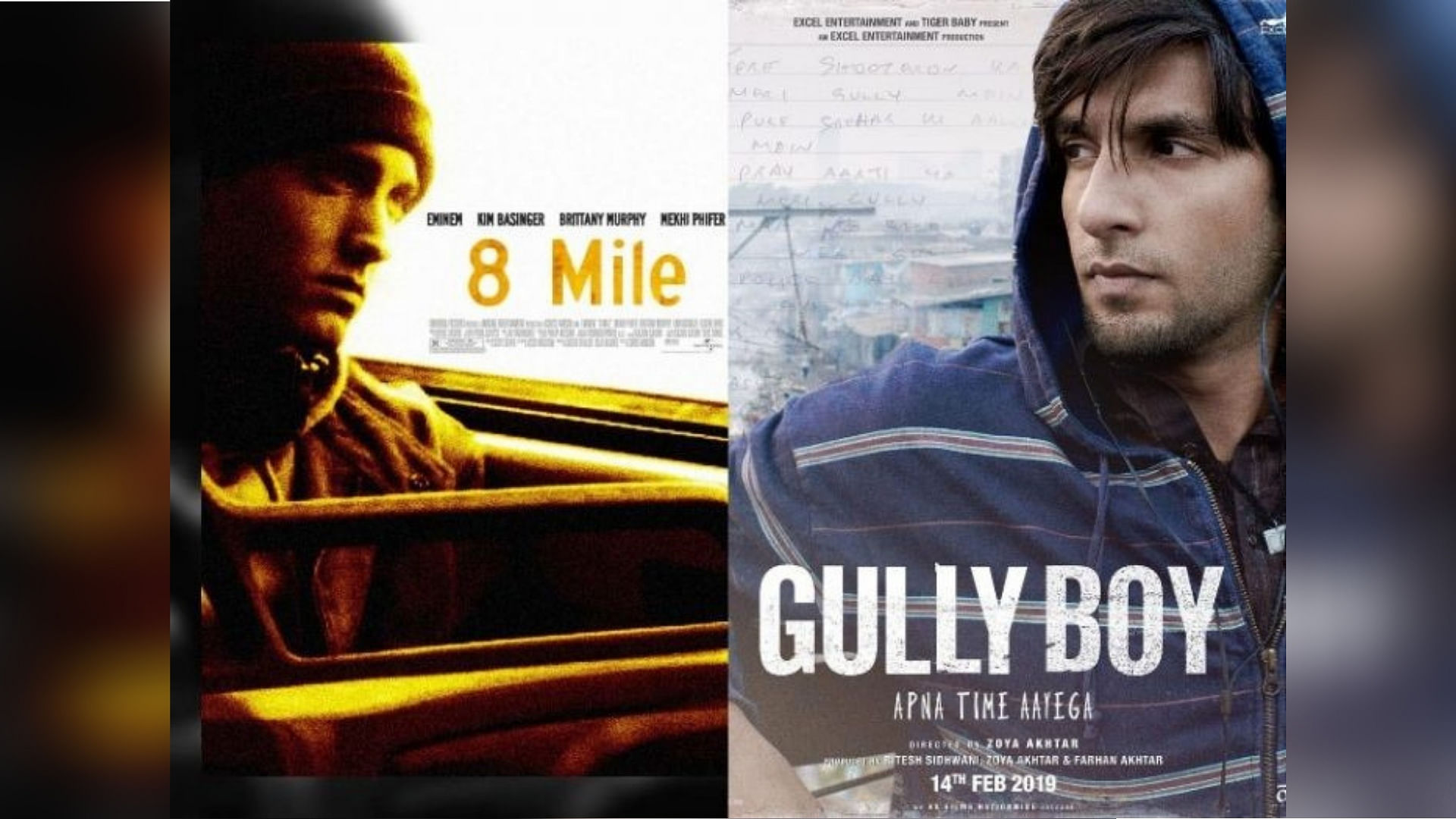 Posters for <i>8 Mile</i> and <i>Gully Boy</i>.