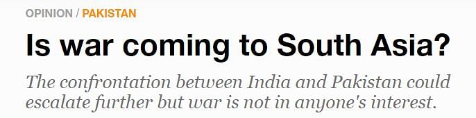 Headline of Al Jazera’s report on the Indo-Pak tensions on 27 February