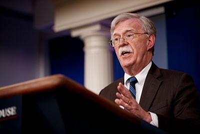 WASHINGTON, Nov. 27, 2018 (Xinhua) -- U.S. National Security Advisor John Bolton speaks at a press briefing at the White House in Washington D.C., the United States, on Nov. 27, 2018. John Bolton said on Tuesday that U.S. President Donald Trump and Saudi Crown Prince Mohammed bin Salman are not expected to hold a formal bilateral meeting during the Group of 20 (G20) summit in Argentina. (Xinhua/Ting Shen/IANS)