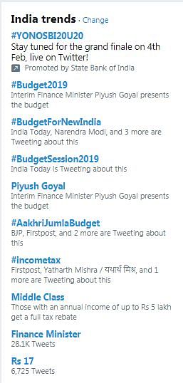 From positive to negative hashtags, Budget 2019 dominated Twitter chatter all day