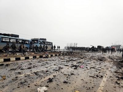 Pulwama: The site on on the Srinagar-Jammu highway where 10 Central Reserve Police Force (CRPF) troopers were killed and 15 others injured in an audacious suicide attack by militants in Jammu and Kashmir