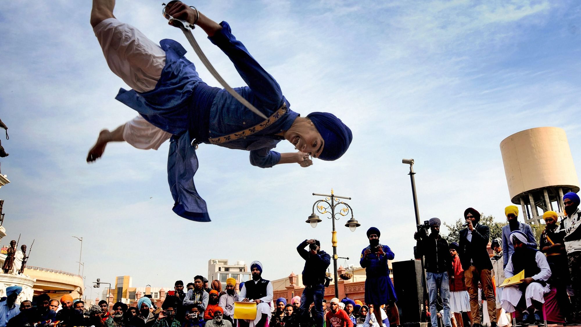 A Sikh youth performs during Gatka competition in Amritsar on 2 February.&nbsp;