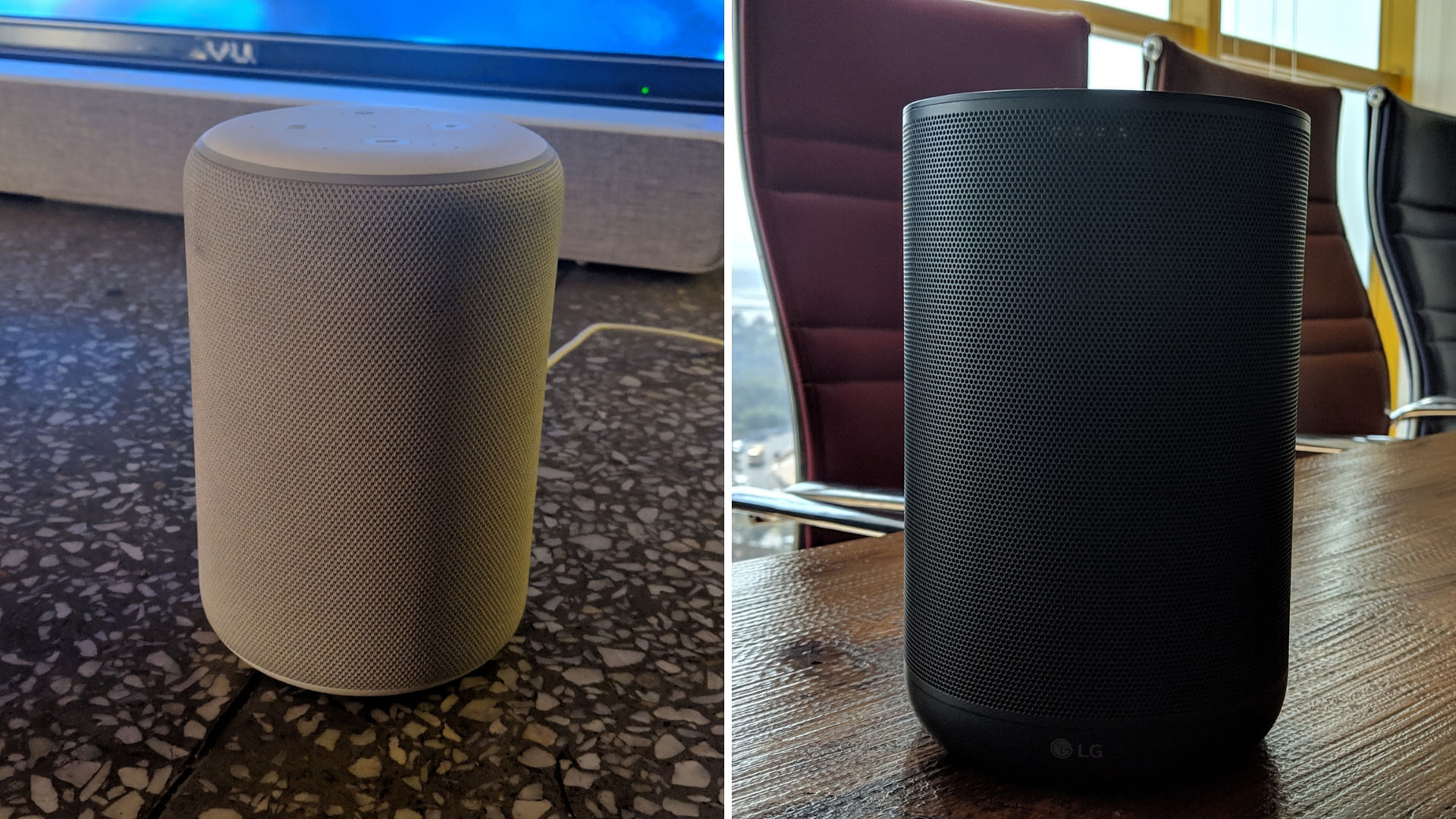 Amazon Echo Plus 2019 (left) vs the LG ThinQ (right)