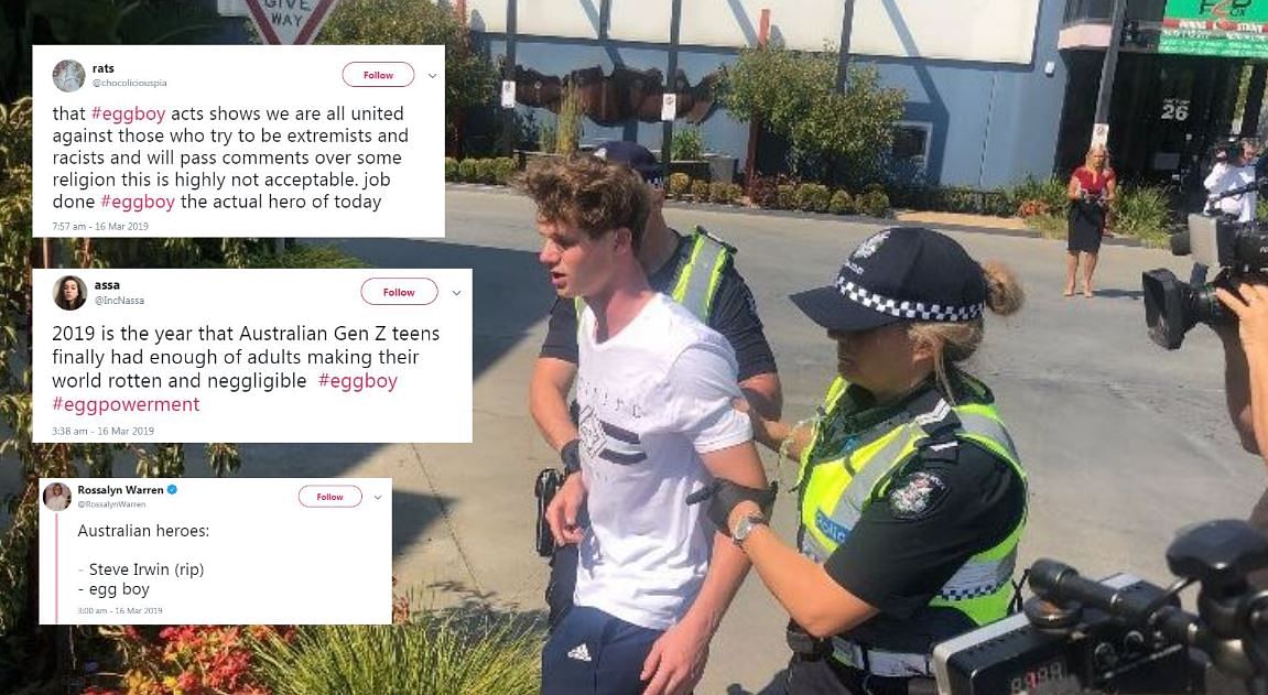 A snapshot of Will Connolly, the teenager who ‘egged’ Australian senator Fraser Anning, along with the screenshots of tweets praising his act.