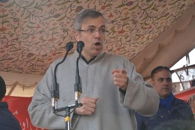 Kulgam: National Conference leader Omar Abdullah address during a party programme in Jammu and Kashmir