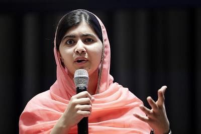UNITED NATIONS, April 10, 2017 (Xinhua) -- Malala Yousafzai is seen during her designation ceremony as the UN Messenger of Peace with a special focus on girls
