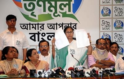 Kolkata: West Bengal Chief Minister and Trinamool Congress (TMC) supremo Mamata Banerjee releases the party