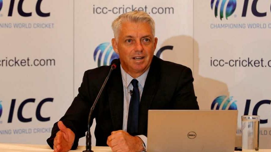 File picture of ICC CEO and former South Africa wicketkeeper Dave Richardson addressing a news conference.