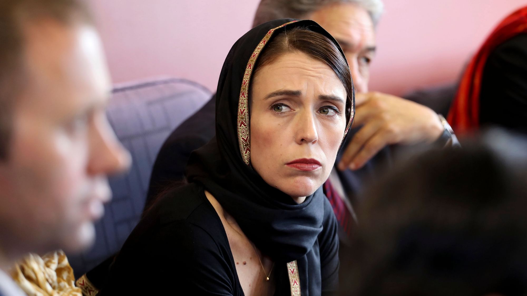 Prime Minister Jacinda Ardern meets representatives of the Muslim community, Saturday, 16 March, at the Canterbury Refugee Centre in Christchurch, New Zealand.