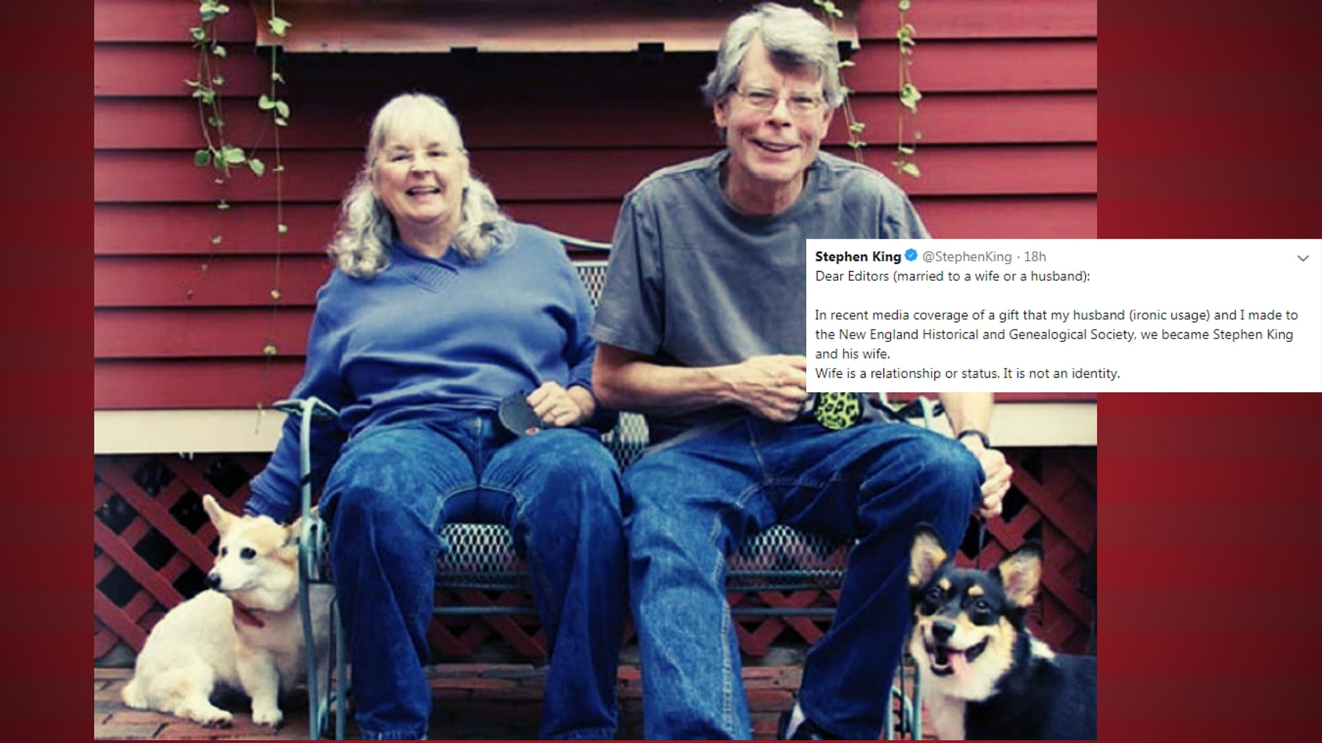 Tabitha and Stephen King hit out at the media for sexist headlines in a series of tweets.