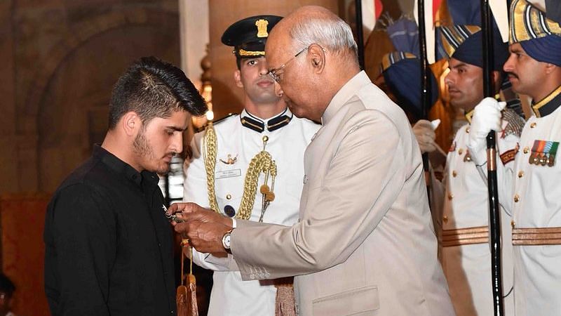 Sixteen-year-old Irfan Ramzan Sheikh was conferred the Shaurya Chakra for fighting militants who attacked his residence in Shopian district of Jammu and Kashmir.