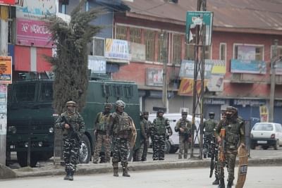 Sopore: Security beefed up in the wake of a grenade attack in Sopore, Jammu and Kashmir on March 21, 2019. (Photo: IANS)