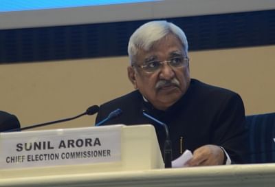 New Delhi: Chief Election Commissioner Sunil Arora during a press conference to announce the 2019 Lok Sabha election schedule at Vigyan Bhavan in New Delhi, on March 10, 2019. (Photo: IANS)