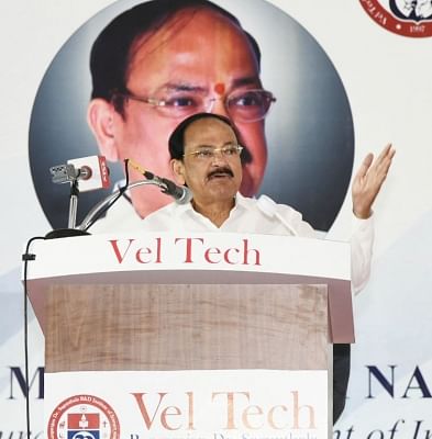 Chennai: Vice President M. Venkaiah Naidu addresses at Vel Tech University in Chennai, on March 13, 2019. (Photo: IANS/PIB)