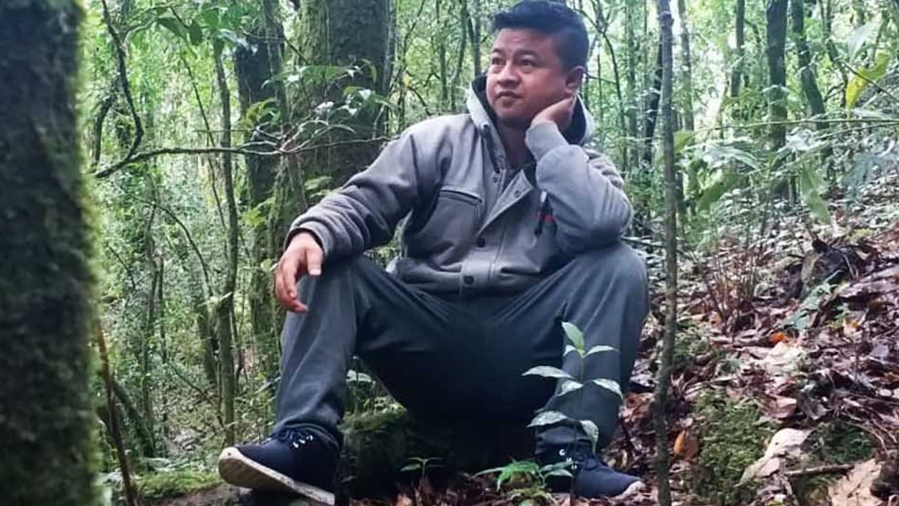  Borhlang Blah, 27, inside a sacred grove – a community forest protected by his village – in Mawphlang, Meghalaya.&nbsp;