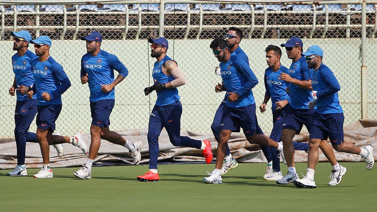 Indian players pictured at a training session during their limited overs series against Australia.