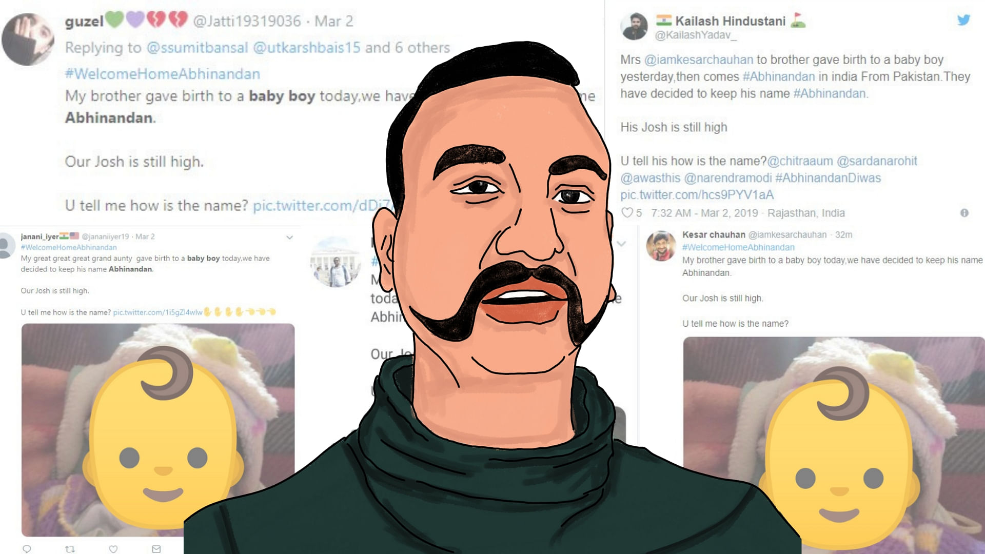 Many Twitter users put up tweets claiming the birth of a ‘baby boy’ in their family, whom they named Abhinandan.