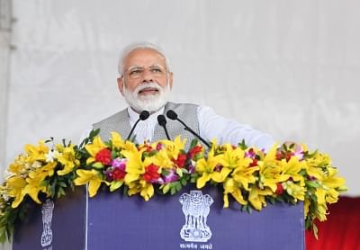 Greater Noida: Prime Minister Narendra Modi addresses during a programme at Greater Noida, Uttar Pradesh on March 9, 2019. (Photo: IANS/PIB)