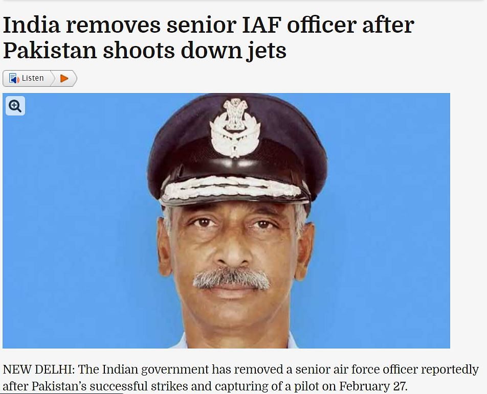 Pakistanis on Twitter, and Pakistani media outlets claimed that Air Marshal Hari Kumar had been fired.