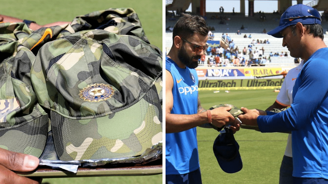 Indian cricketers are wearing camouflage caps as a mark of respect to the Indian Armed Forces.
