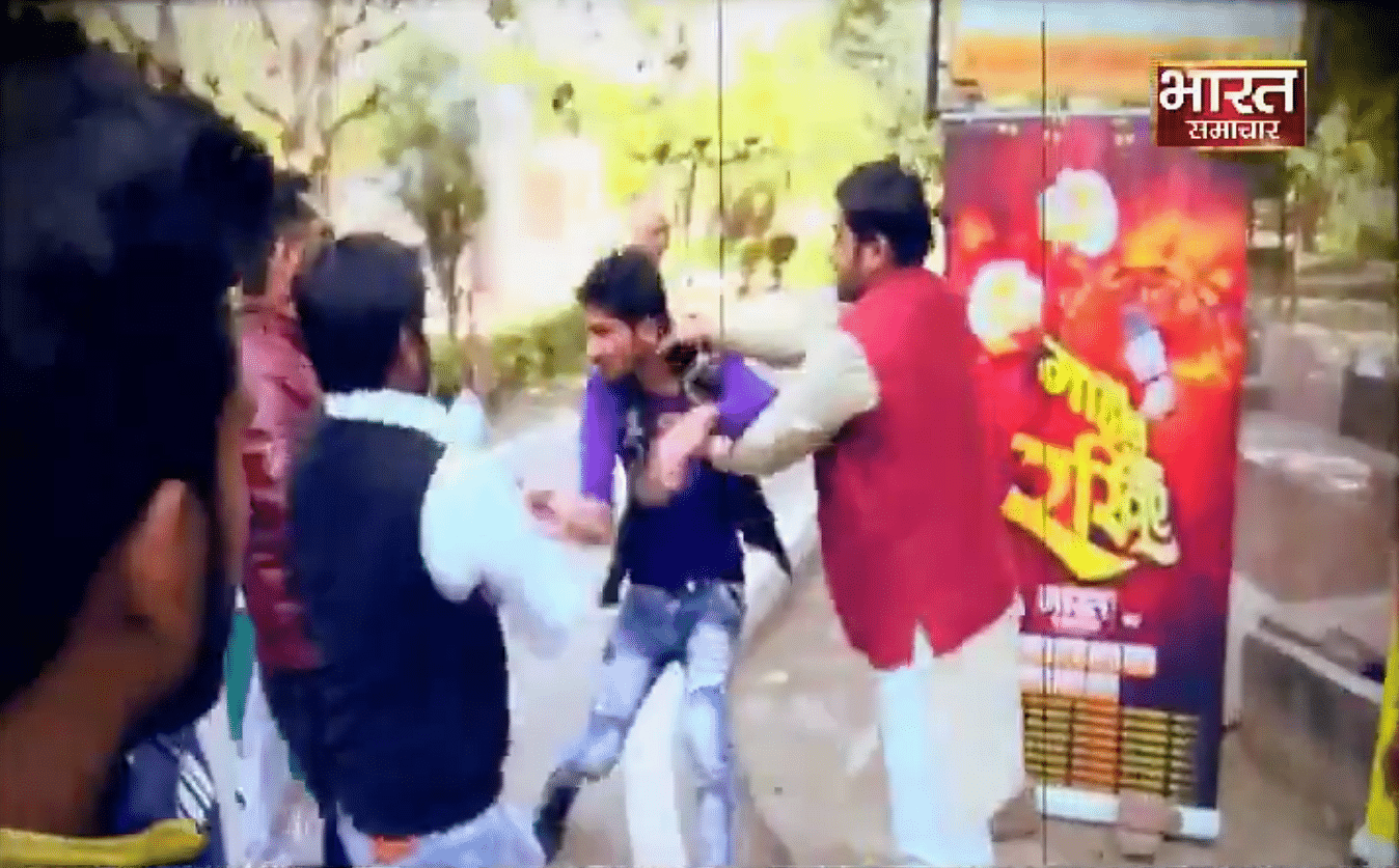 In a shocking incident, a group of Bharatriya Janata Party (BJP) workers on Wednesday, 6 March, thrashed a student during a shoot of a TV news channel’s talk show for speaking against the government.