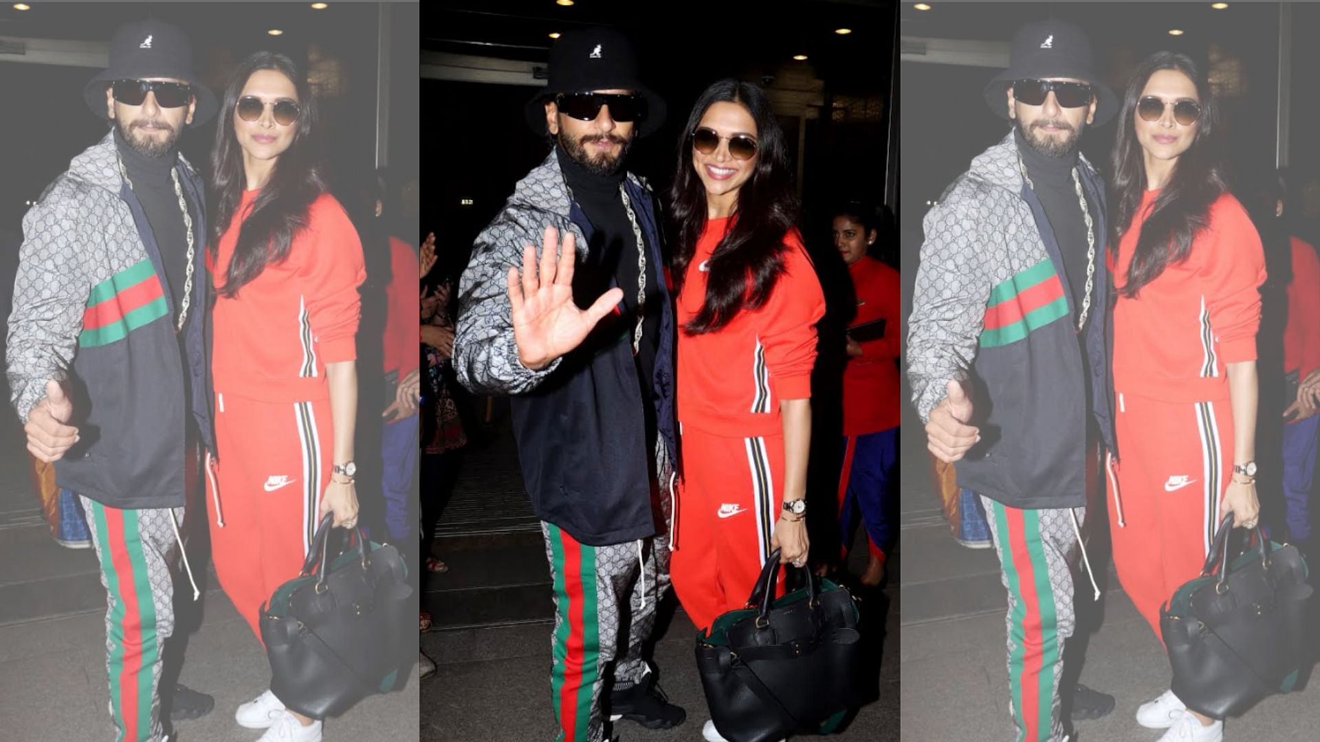 Ranveer Singh and Deepika Padukone at the Mumbai airport.