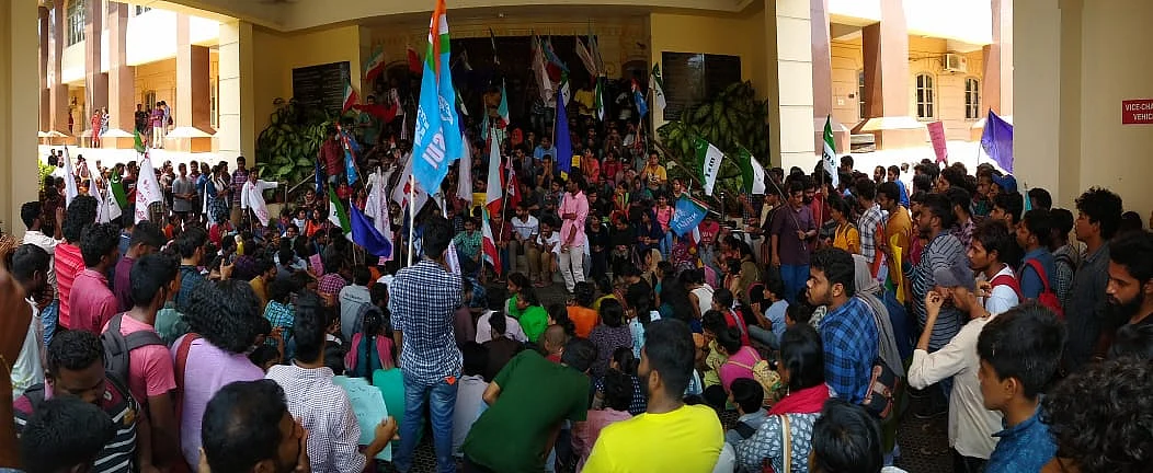 Students show up in huge numbers for the protest.