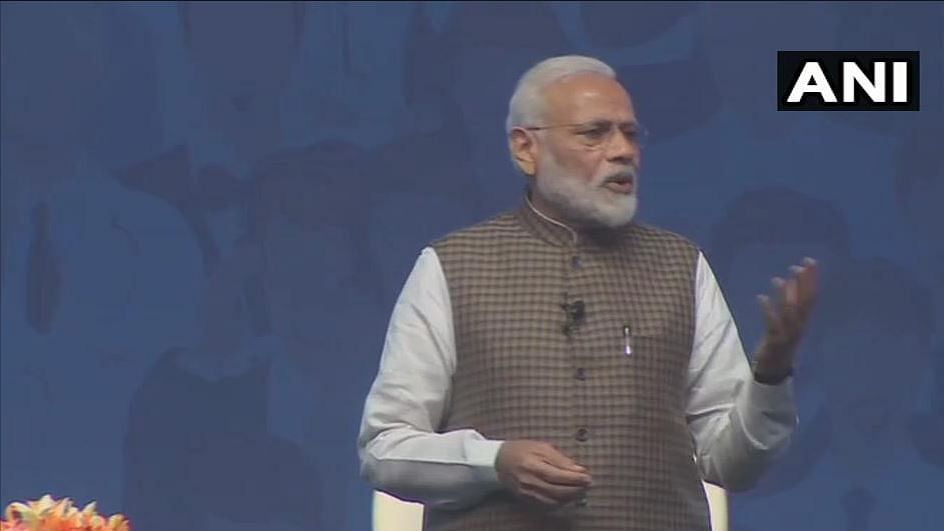 As part of the event, Modi is addressing a virtual video conference, through which he will interact with people from 500 destinations across India, digitally.