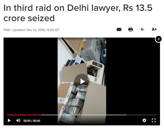 The 40-second long video shows a large amount of cash in different currency notes being discovered in one room.