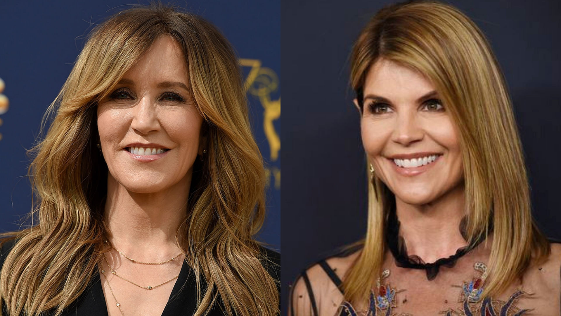 Actresses Felicity Huffman (left) and Lori Loughlin charged over a&nbsp;multi-million dollar scam to help children of the American elite cheat their way into top universities.