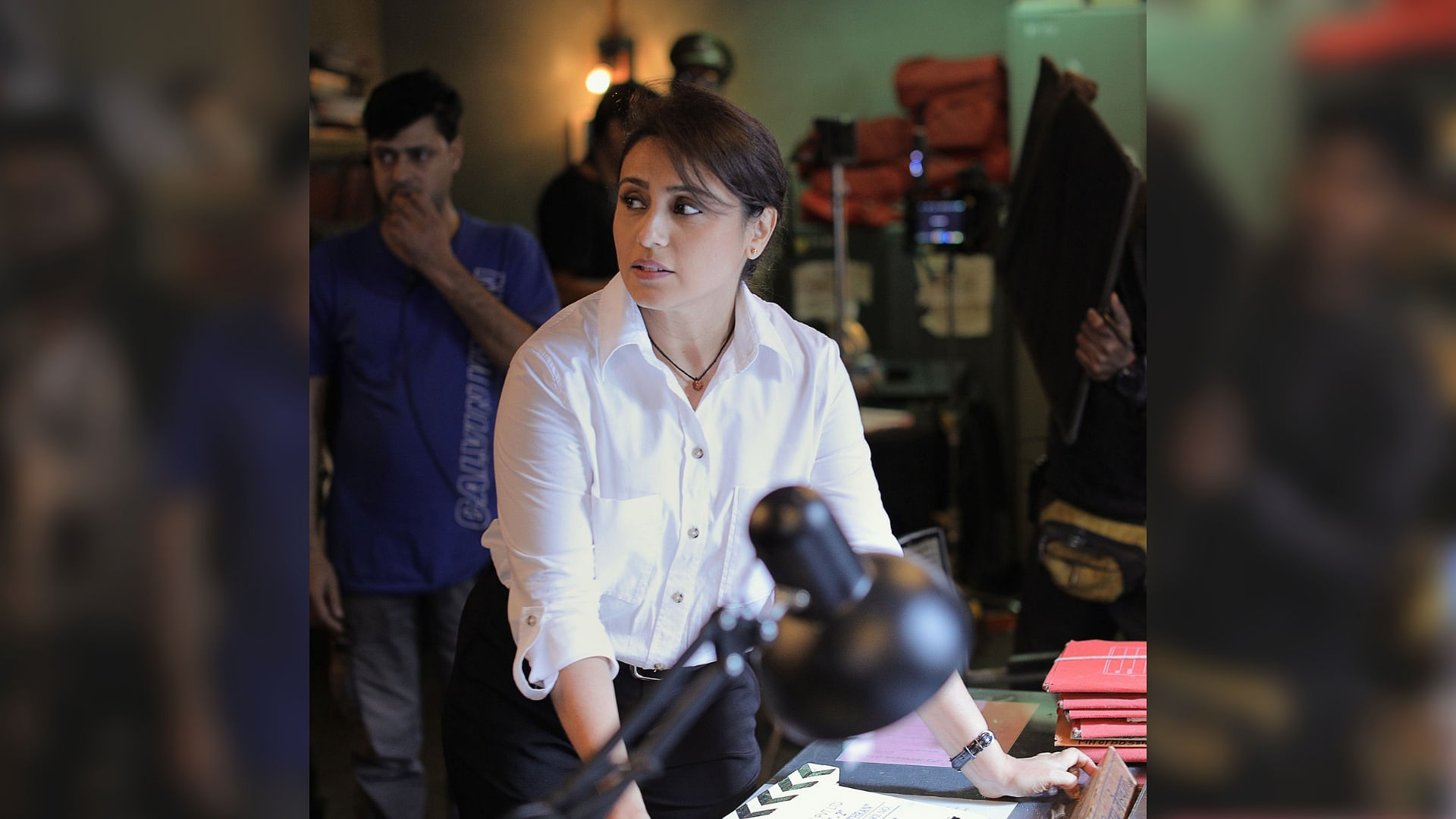Rani Mukerji as police inspector Shivani Shivaji Roy on the sets of <i>Mardaani 2</i>.