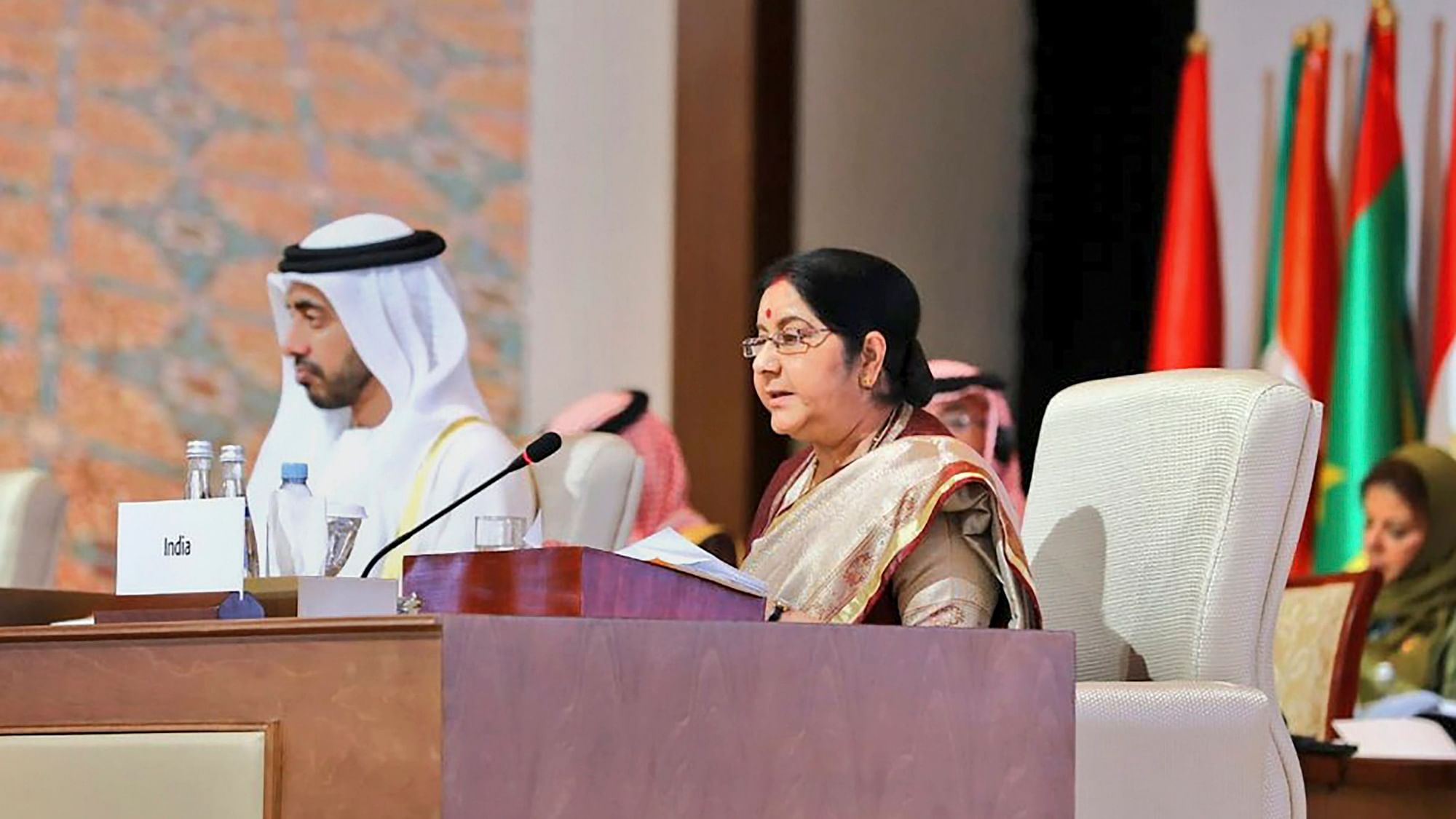 External Affairs Minister Sushma Swaraj addressed as ‘Guest of Honour’ at the 46th Foreign Ministers Meeting of Organisation of Islamic Cooperation in Abu Dhabi, Friday, 1 March 2019.