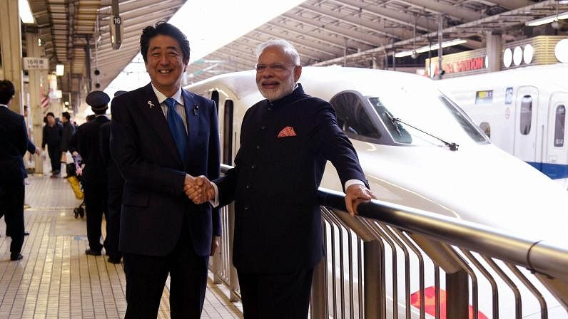 Japan’s Prime Minister Shinzo Abe laid the foundation stone for India’s first bullet train in September