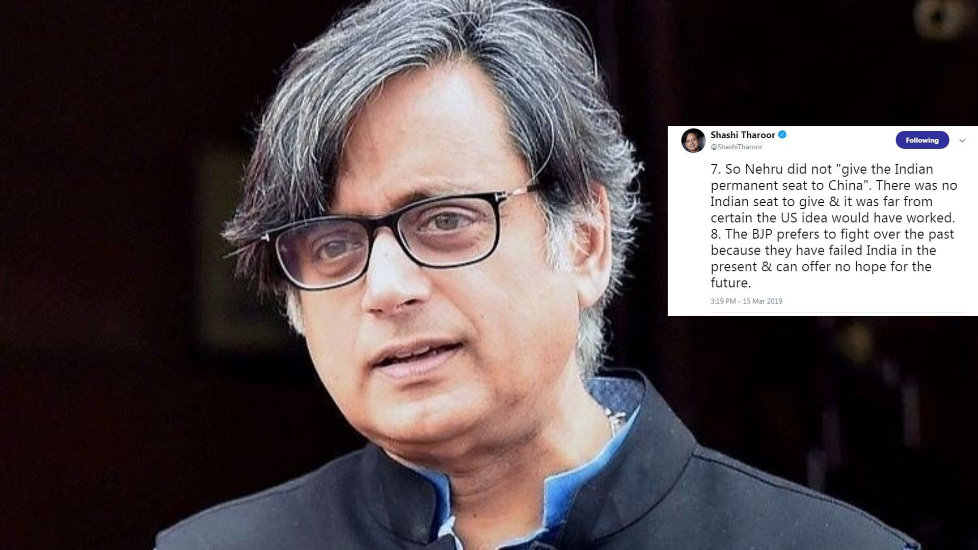 Shashi Tharoor also took a dig at the BJP, saying it “prefers to fight over the past because they have failed India in the present and can offer no hope for the future”&nbsp;