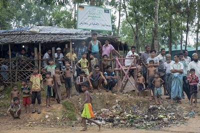 Refugees in the Kutupalong Rohingya Refugee Camp in Cox
