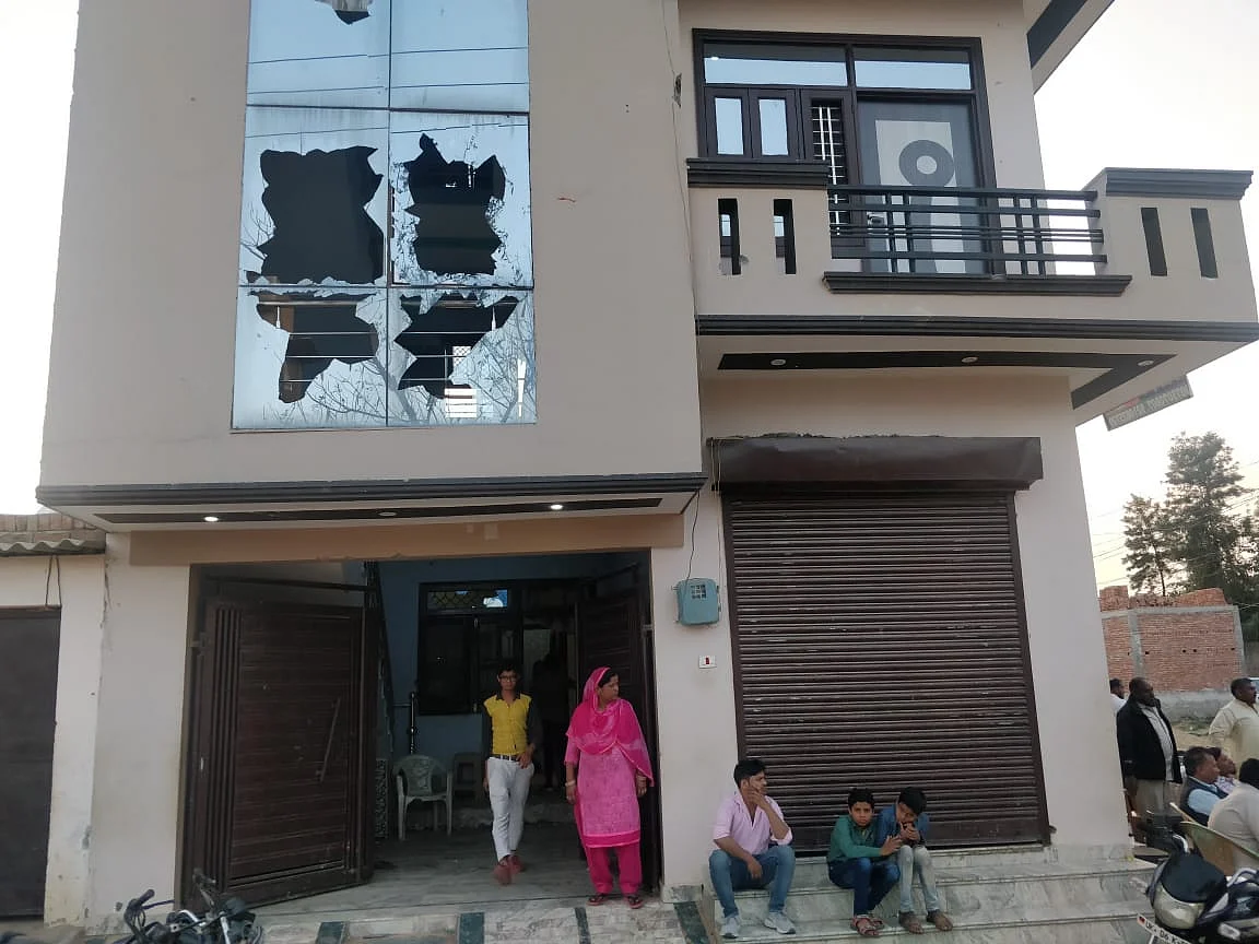 Sajid’s three-floor home was vandalised on Holi, 21 March. Days later the shards of glass and broken windows continue to lie there.