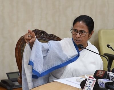 Howrah: West Bengal Chief Minister Mamata Banerjee addresses a press conference at Nabanna in Howrah on Feb 18, 2019. (Photo: IANS)