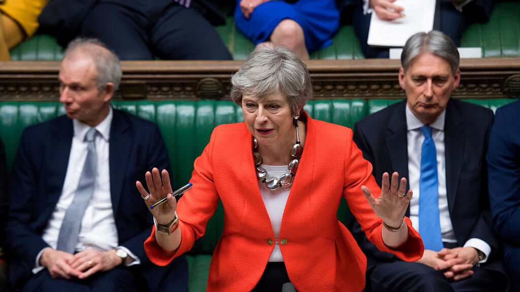 Britain’s Prime Minister Theresa May speaks to lawmakers in parliament, London, Tuesday, 12 March 2019.