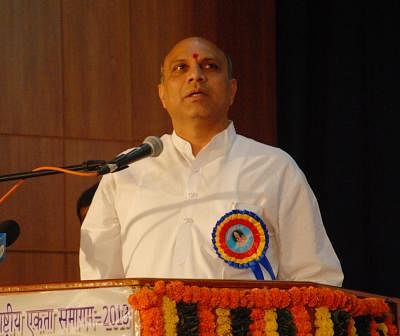 Union Human Resource Development Minister M M Pallam Raju addresses during the inauguration of National Integration Meet-2013 of Navodaya Vidyalaya Samiti in Hyderabad on Nov.22, 2013. (Photo: IANS)