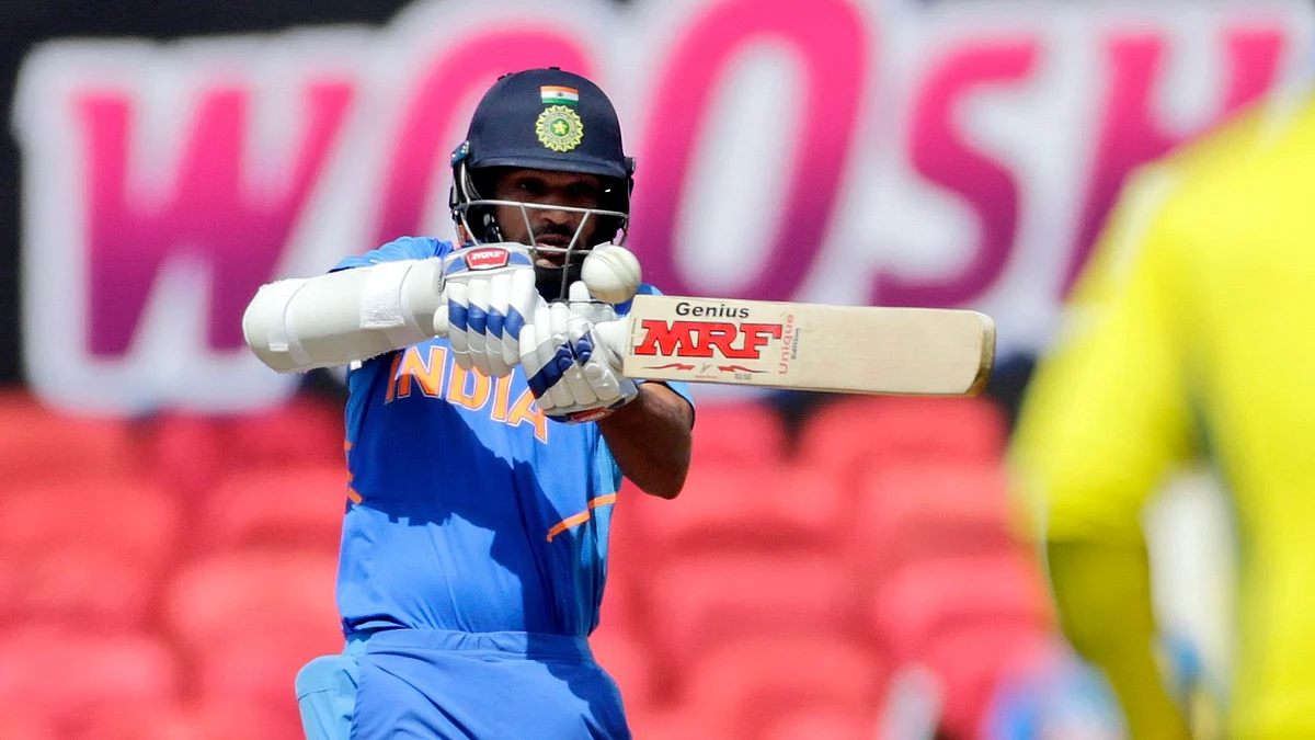 Shikhar Dhawan bats during the second one-day international match between India and Australia in Nagpur on March 5.